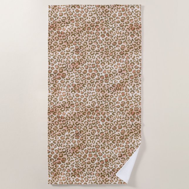 Serviette De Plage Joli Empreinte de léopard Brown Peach (Devant)