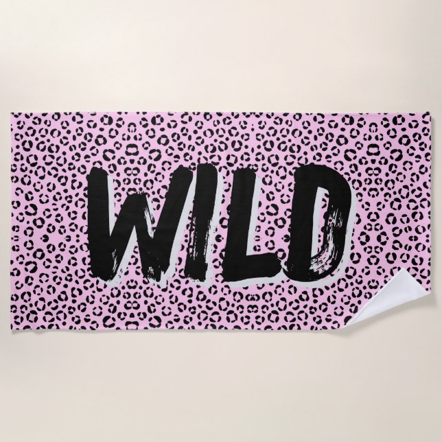 Serviette De Plage Joli en Poster de animal rose (personnalisé) (Devant)