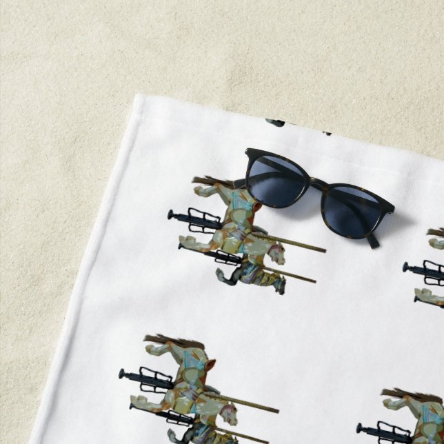 Serviette De Plage Joli Joyeux Parcours Carrousel Chevaux Motif (En situation)