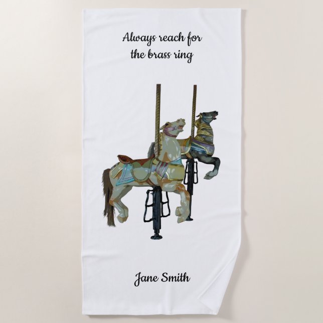 Serviette De Plage Joli Joyeux Parcours Carrousel Horses Beach Towne (Devant)