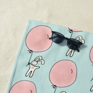 Serviette De Plage Joli lapin tenant un ballon