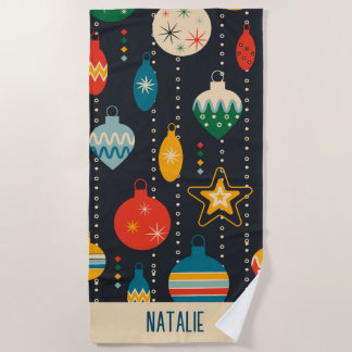 Serviette De Plage Joli monogramme ornement bleu marine