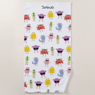 Serviette De Plage Joli Monstres colorés Funny Enfants Motif