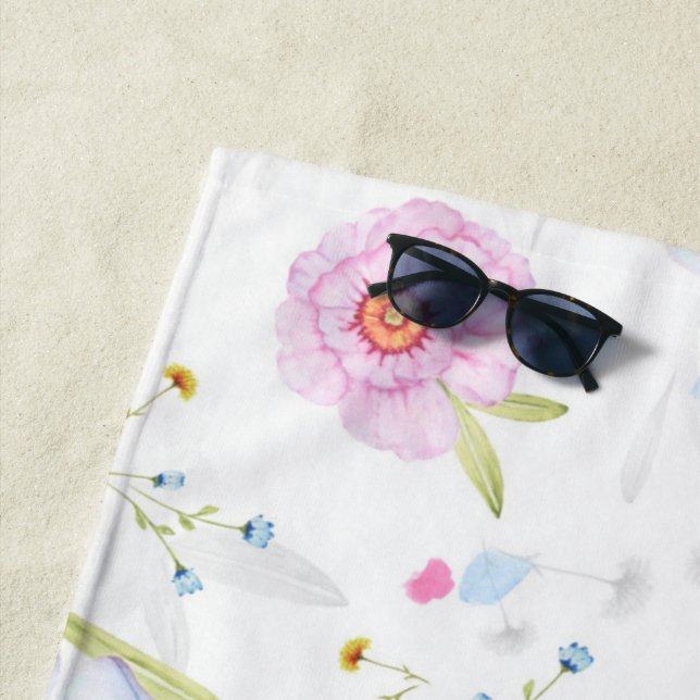 Serviette De Plage Joli motif floral (En situation)