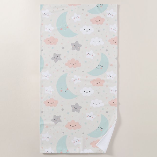 Serviette De Plage Joli Motif Pastel Sky souriant (Devant)