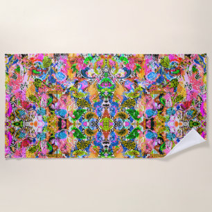 Serviette De Plage Joli papier de fleurs mélangé cachemire abstrait c