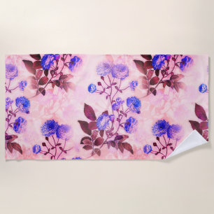 Serviette De Plage Joli rose avec / Purple Floral Print