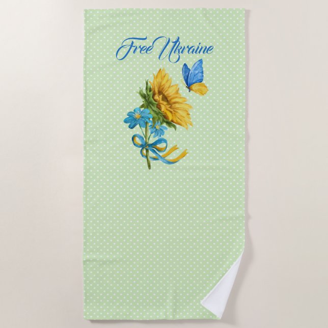 Serviette De Plage Joli tournesol et papillon Ukraine soutien (Devant)