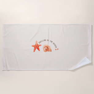 Serviette De Plage Jolie esthétique pêche plage étoile de mer coquill
