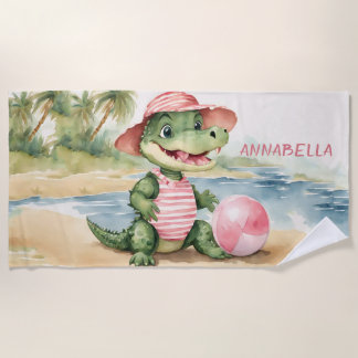 Serviette De Plage Jolie fille Alligator personnalisée