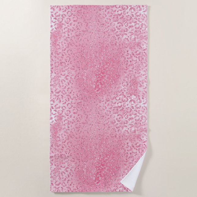 Serviette De Plage Jolie fille sucre Parties scintillant rose léopard (Devant)