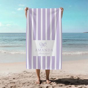 Serviette De Plage Jolie Lavender Bow Coquette Preppy Mariée Party