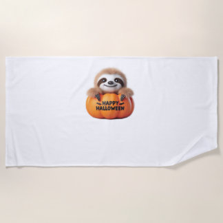 Serviette De Plage Jolie Sloth assise dans un Citrouille. Hauteur heu