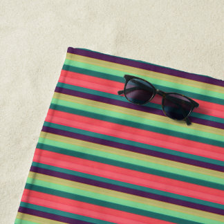Serviette De Plage Jolies couleurs rayées vintage