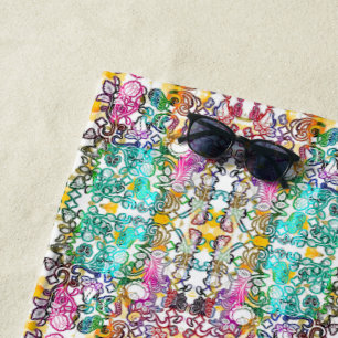 Serviette De Plage Jolies fleurs blanches colorées 