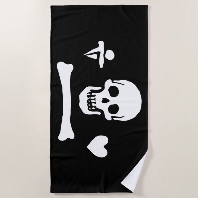 Serviette De Plage Jolly roger du drapeau de Stede Bonnet Pirate (Devant)