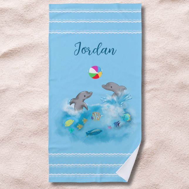 Serviette De Plage Jouer Dolphin Volleyball Fun Girls (Créateur téléchargé)