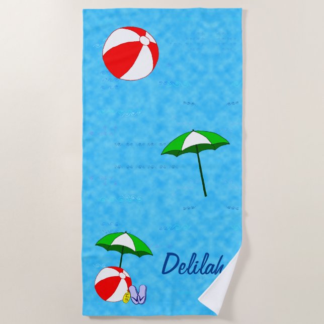 Serviette De Plage Jouets de la piscine à balles de plage personnalis (Devant)