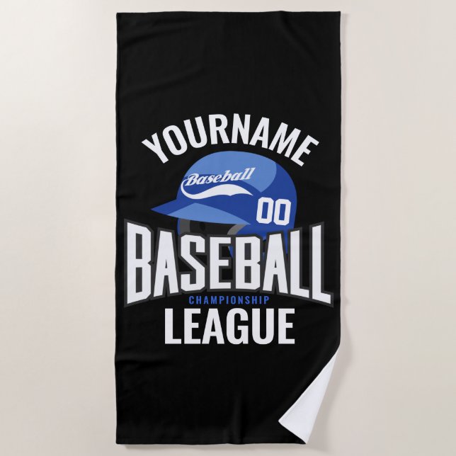 Serviette De Plage Joueur de baseball personnalisé NOM Équipe Champ C (Devant)