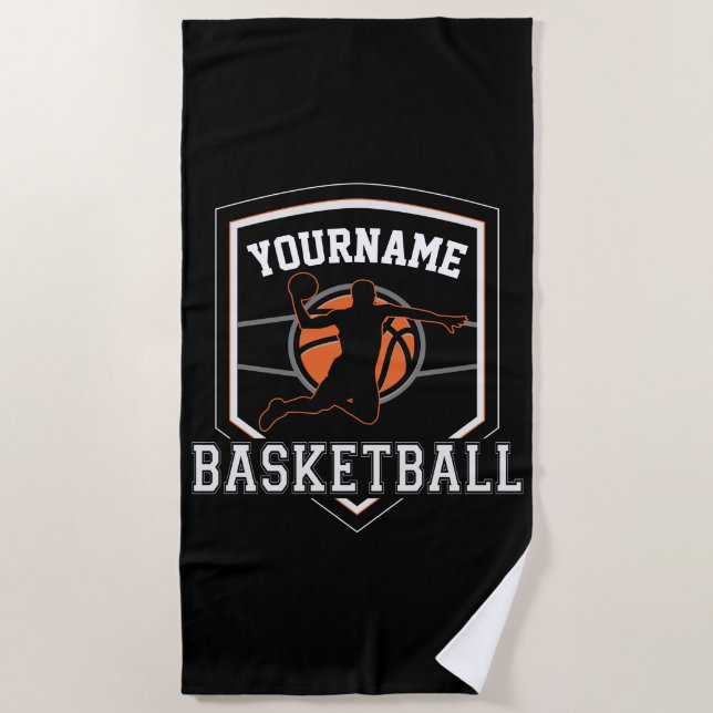 Serviette De Plage Joueur de basket-ball personnalisé NOM Équipe de b (Devant)