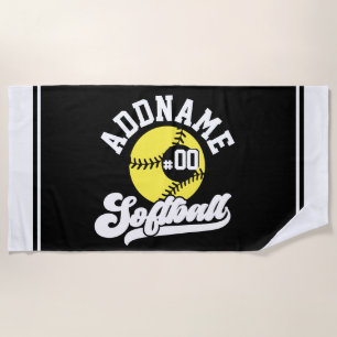 Serviette De Plage Joueur de softball personnalisé AJOUTER LE NOM Équ