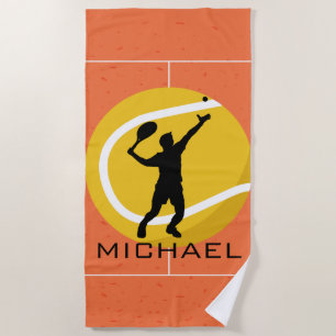 Serviette De Plage Joueur de Tennis Personnalisé Sert Ball Orange