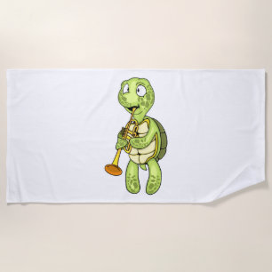 Serviette De Plage Joueur de trompette de la tortue de mer Orchestre