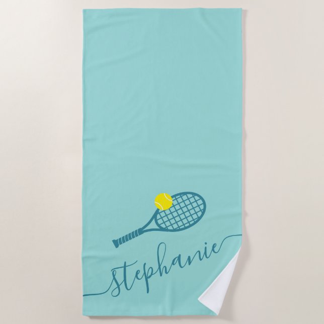 Serviette De Plage Joueur Personnalisé Entraîneur De Tennis Monogramm (Devant)
