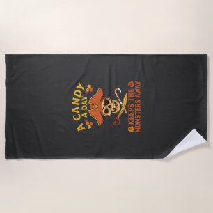 Serviette De Plage Jour de bonbons Halloween Pirate Crâne Canne