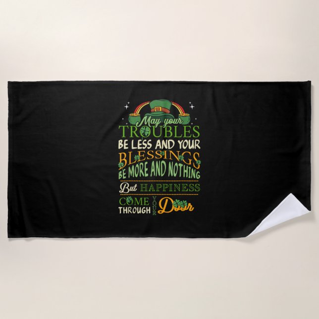 Serviette De Plage Jour de la Saint Patrick de bénédiction irlandais  (Devant)