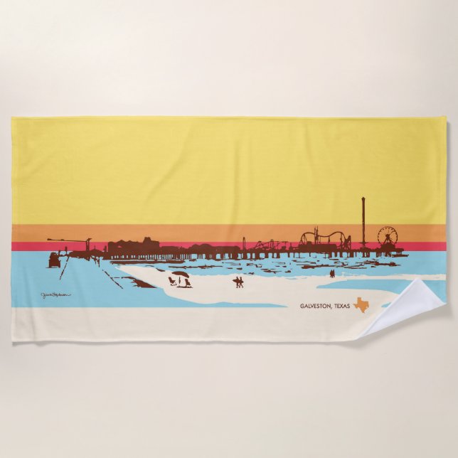 Serviette De Plage Jours de surf - Île Galveston, Jetée de plaisance (Devant)