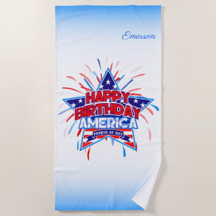 Serviette De Plage Joyeux anniversaire 4 juillet indépendance de l'Am