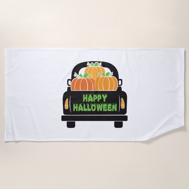 Serviette De Plage Joyeux Halloween jour 2021 custume (Devant)