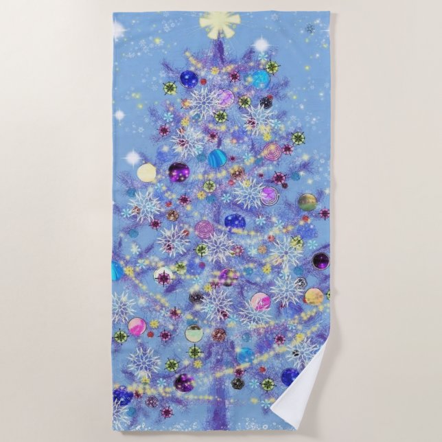 Serviette De Plage Joyeux Noël - Arbre de Noël (Devant)