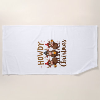 Serviette De Plage Joyeux Noël Drôle Vache Highland Xmas Amoureux des
