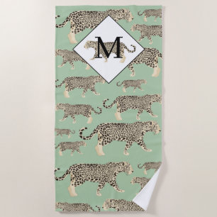 Serviette De Plage Jungle Jaguar Motif animal Monogramme initial