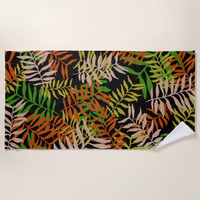 SERVIETTE DE PLAGE JUNGLE NATURE FEUILLES (Devant)