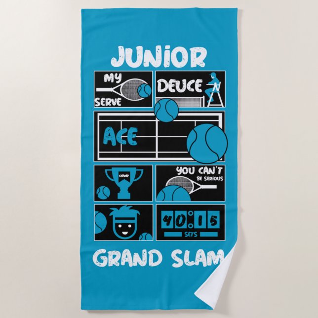 Serviette De Plage Junior Tennis Player Cadeau (Devant)