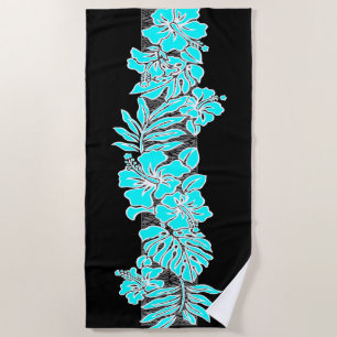 Serviette De Plage Kalaheo Hawaii Hibiscus Floral Tapa - Turq