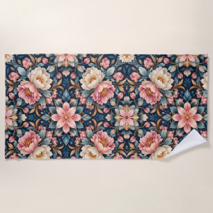 Serviette De Plage Kaleidoscope Floral Moderne Symétrique