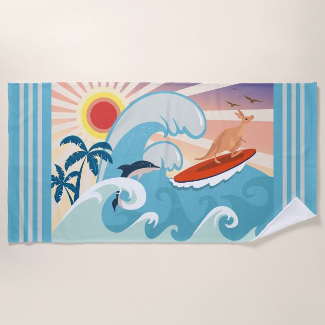 Serviette De Plage Kangaroo Surf (Devant)
