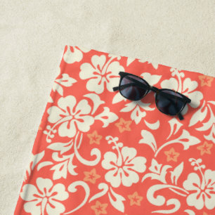 Serviette De Plage Kapalua Pareau Hawaiian Hibiscus - Coral