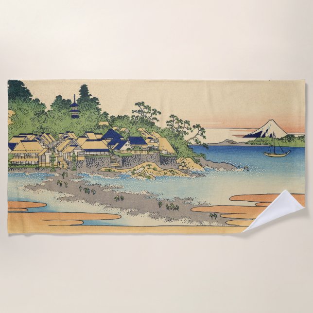 Serviette De Plage Katsushika Hokusai Enoshima dans la province de Sa (Devant)