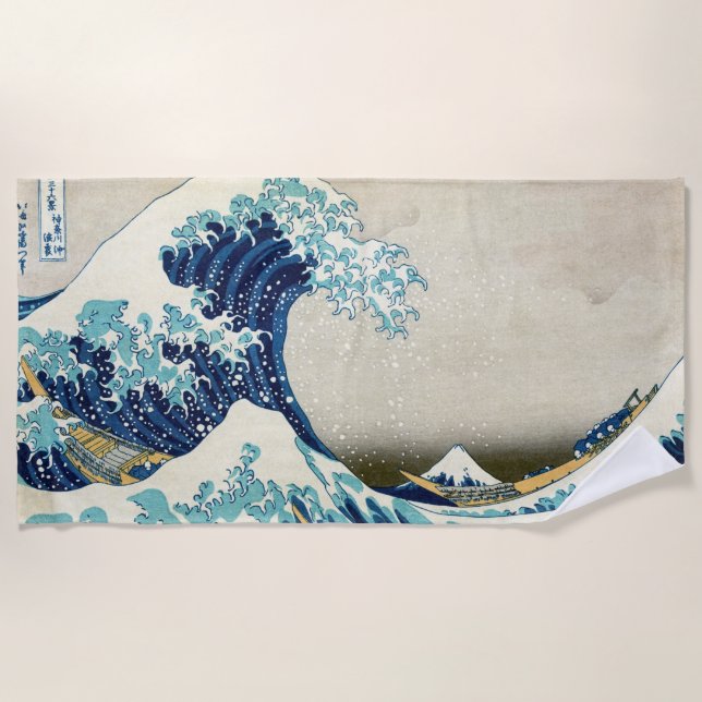 Serviette De Plage Katsushika Hokusai - La Grande vague au large de K (Devant)