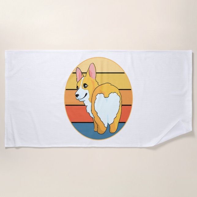 Serviette De Plage Kawaii Corgi (Devant)