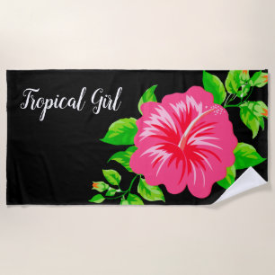 Serviette De Plage Ketmie hawaïenne tropicale de style