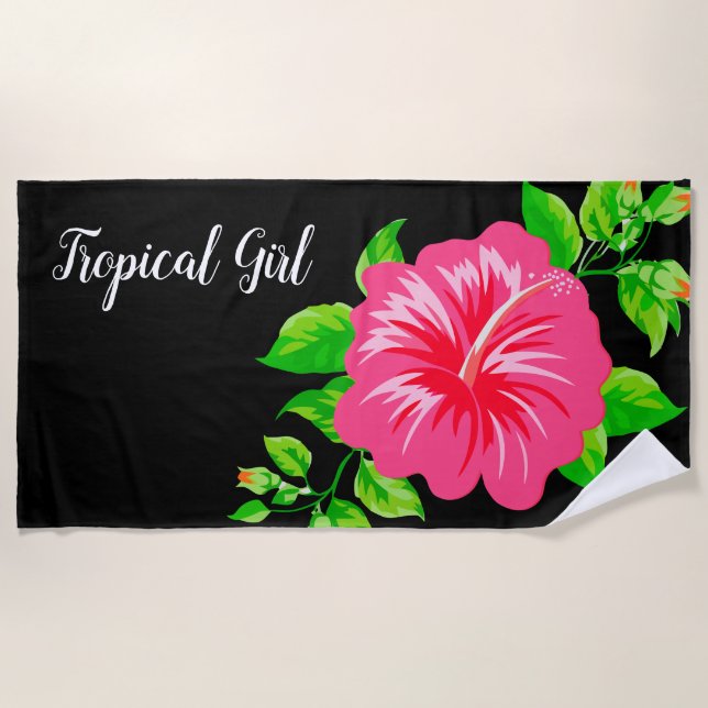 Serviette De Plage Ketmie hawaïenne tropicale de style (Devant)