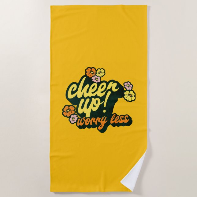 SERVIETTE DE PLAGE KITCHEN CHEER UP WORRY LESS  (Devant)