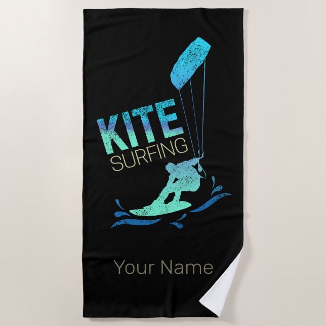 Serviette De Plage Kitesurf Vintage Kiteboarder Kite Surf (Devant)