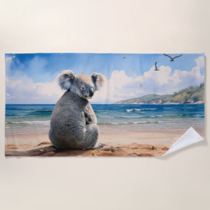 Serviette De Plage Koala sur une plage de sable